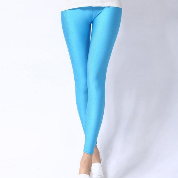 Shiny Fluorescent Spandex Leggings - WREN