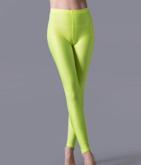 Shiny Fluorescent Spandex Leggings - WREN