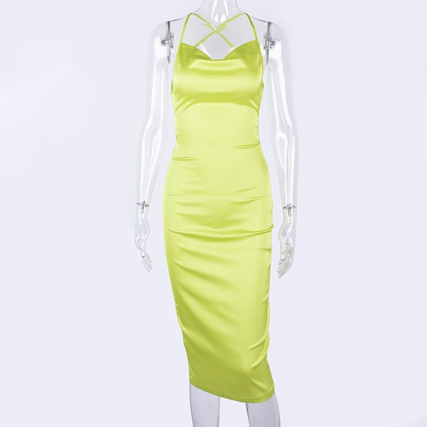 Sexy Club Sleeveless Midi Dress - WREN