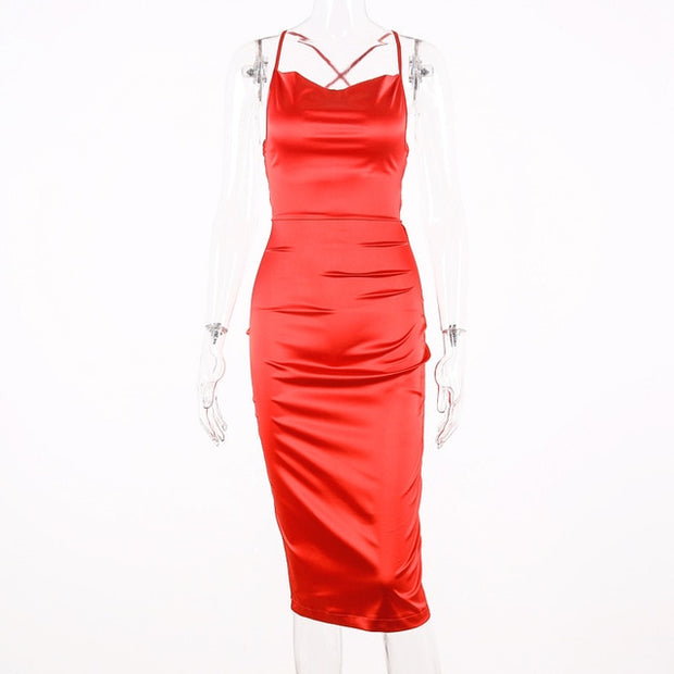 Sexy Club Sleeveless Midi Dress - WREN